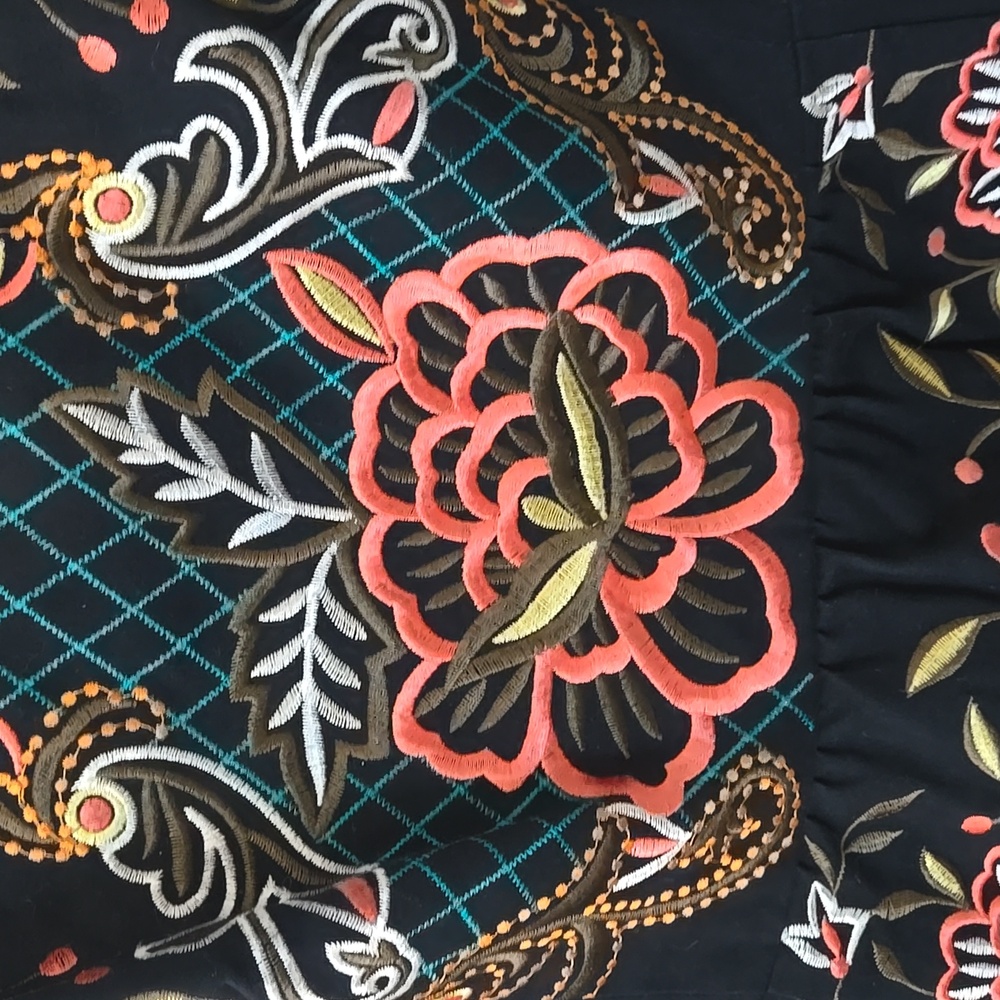 Anthropologie Moulinette Soeurs Embroidered Perennial Dress Black Floral Sz 10 - Picture 7 of 14